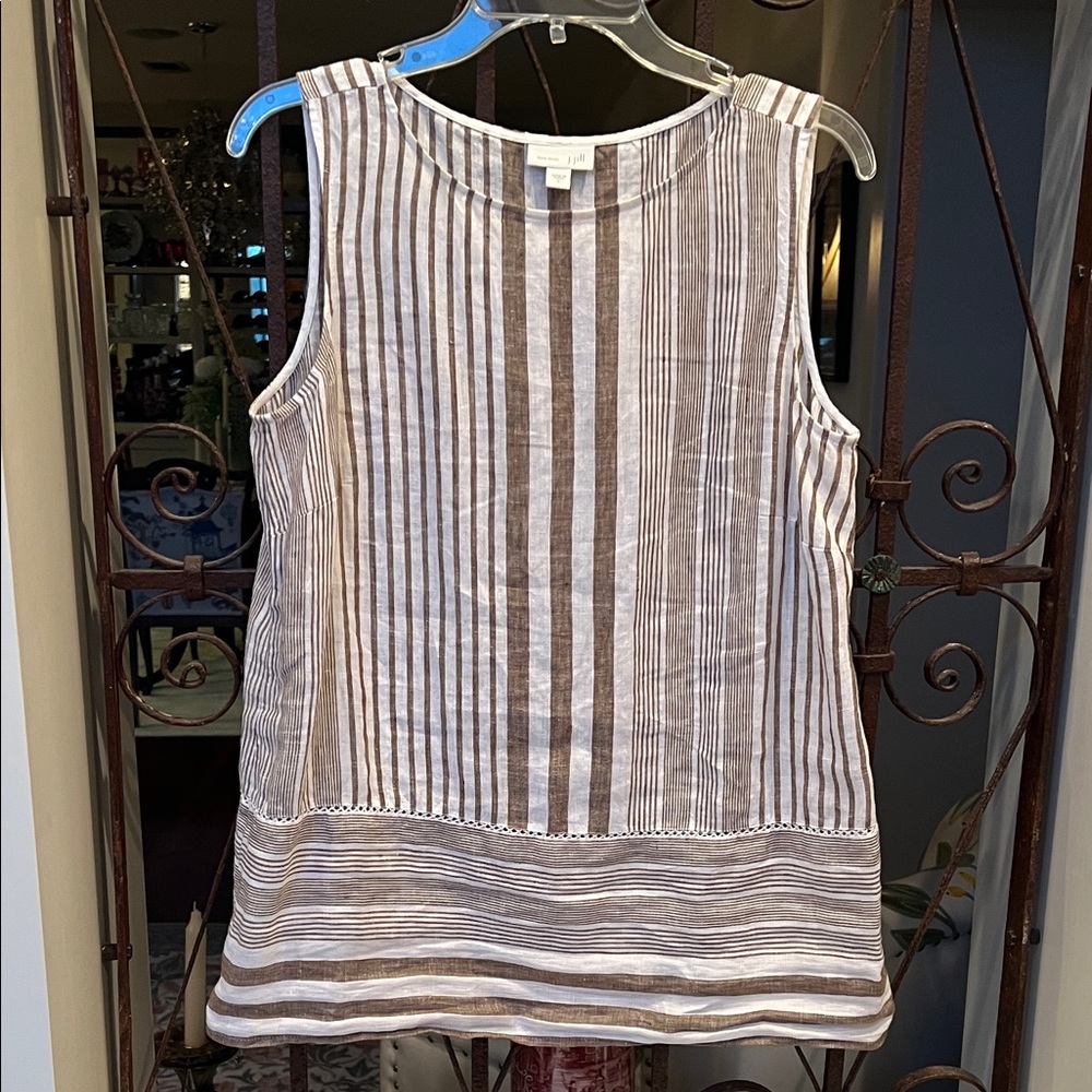 J. Jill Tan and White Striped Tank Top